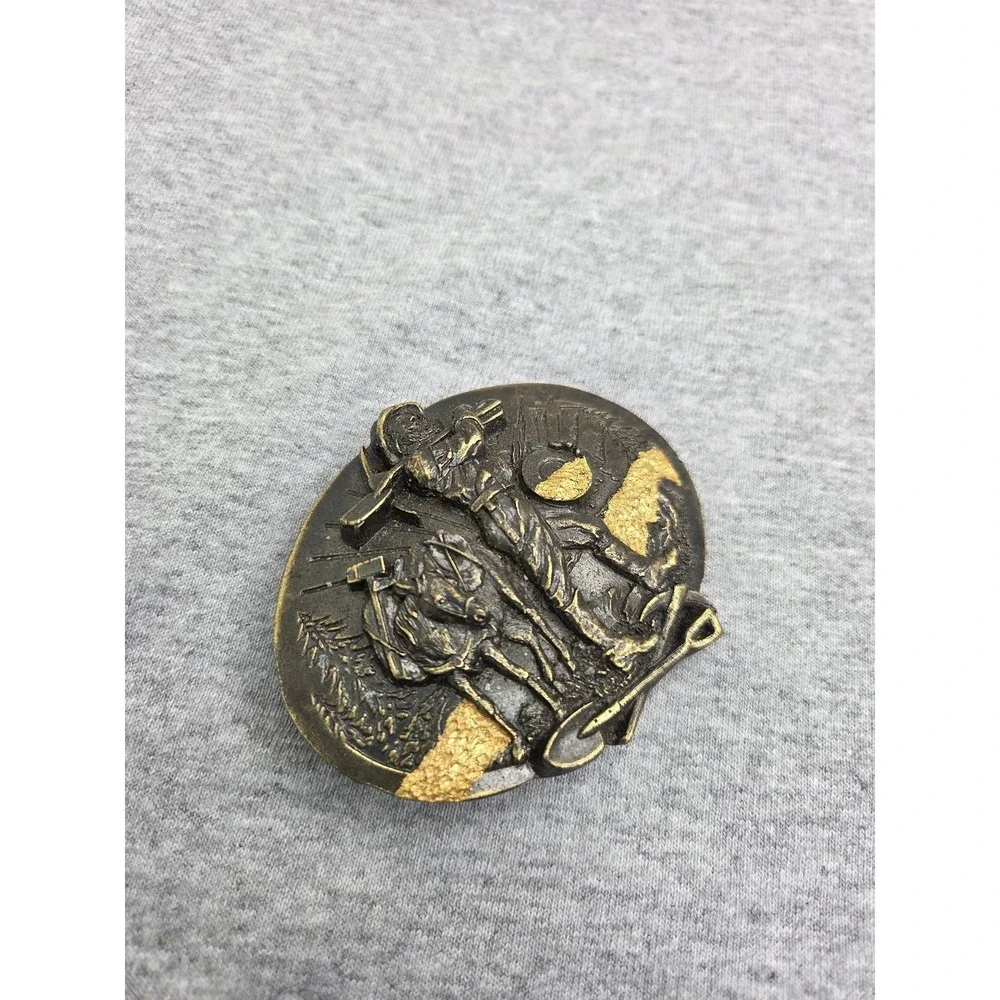 Vintage 1987 Siskiyou Striking It Rich Gold Western Frontier Belt Buckle Rare